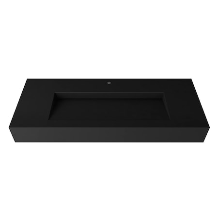 Castello Usa Pyramid 48 in Solid Surface Wall-Mounted Bathroom Sink in Black CB-GM-2053-48-B
